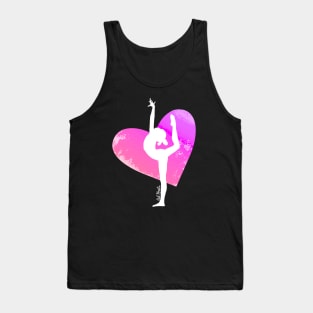 Dancer Silhouette on Pink Heart Tank Top